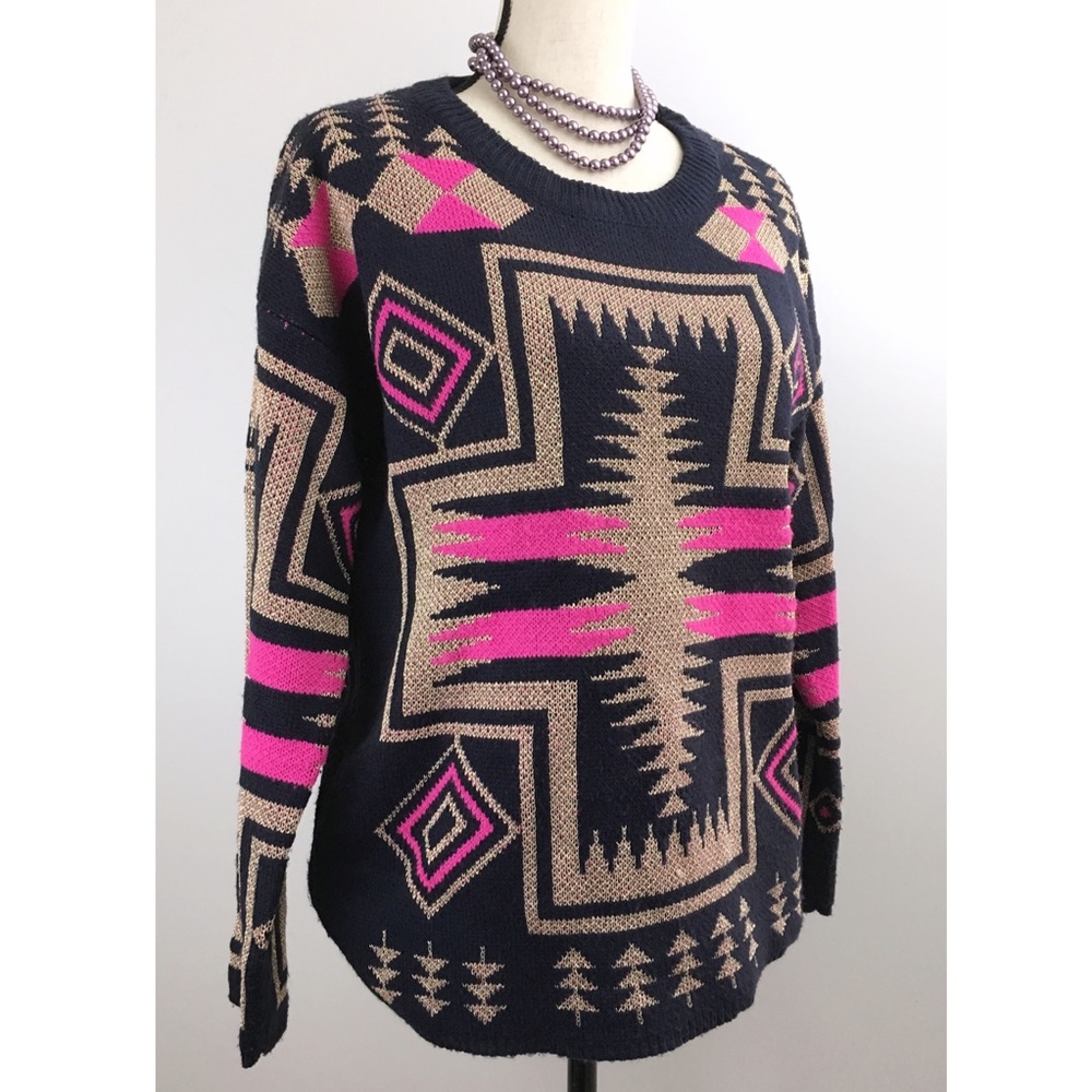 Dark Blue And Gold Knit Sweater